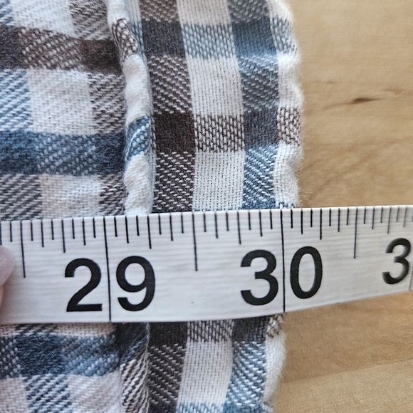 LL Bean Button Up Shirt Adult XL Brown Blue Plaid Flannel Long Sleeve Mens - Picture 8 of 9